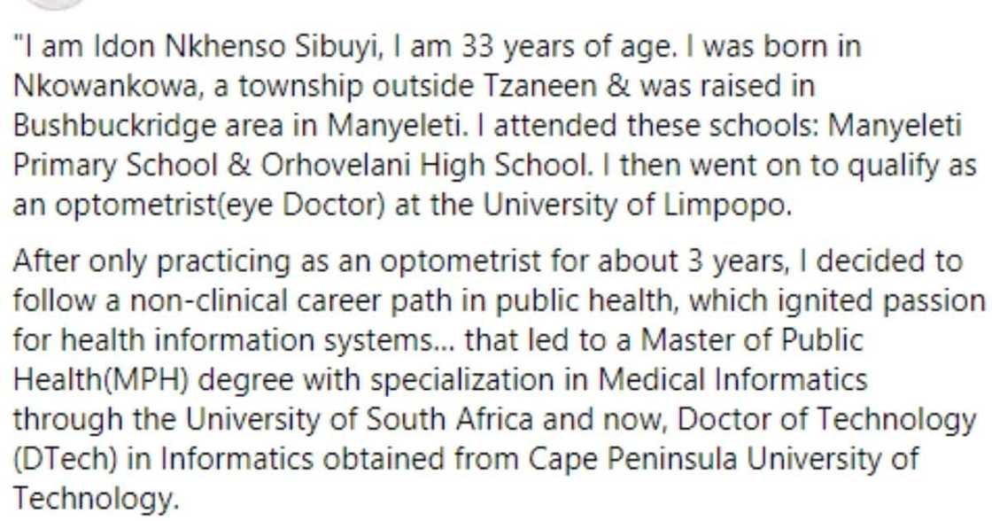 Idon Sibuyi, 33, Mzansi, Degree, Cape Varsity Idon Sibuyi, 33, Mzansi, Degree, Cape Varsity