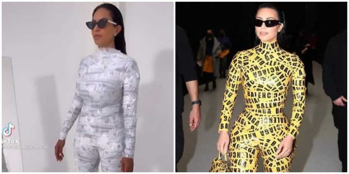 Photos of a lady and Kim Kardashian. Photos of a lady and Kim Kardashian.