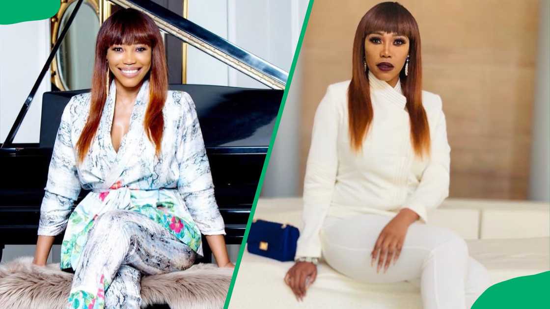 Sonia Mbele wearing wigs with bangs