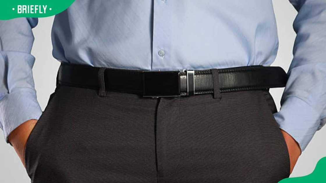 A man in black slacks A man in black slacks