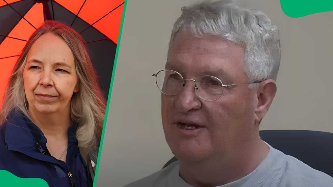 Amy Hall during a 2022 search for her son (L). Allen Hall at a 2018 interview (R) Amy Hall during a 2022 search for her son (L). Allen Hall at a 2018 interview (R)