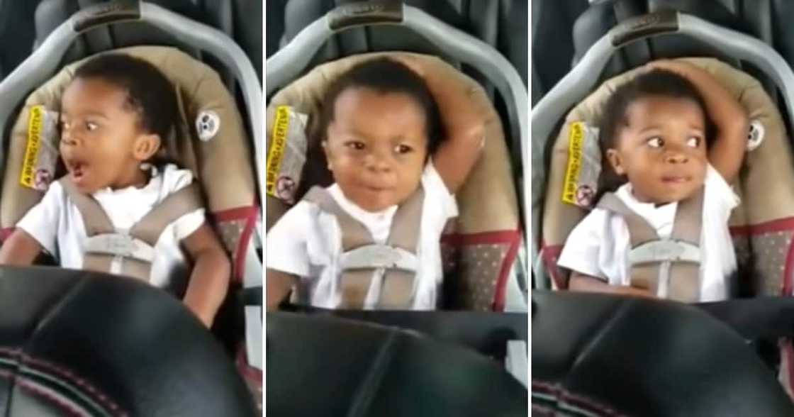 Toddler in his car seat singing Gospel music Toddler in his car seat singing Gospel music