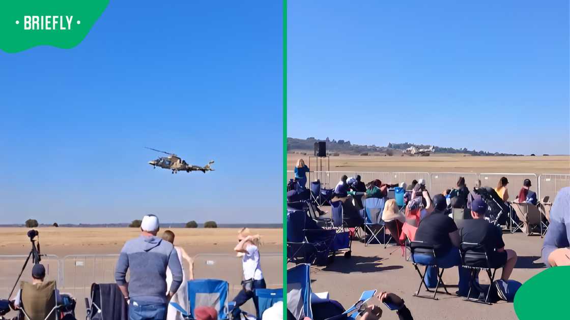 SA Air Force pilot wows crowd by flying Rooivalk helicopter backwards at airshow