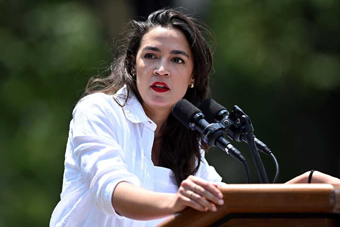 Alexandria Ocasio-Cortez at St. Mary's Park in the Bronx in New York City. Alexandria Ocasio-Cortez at St. Mary's Park in the Bronx in New York City.