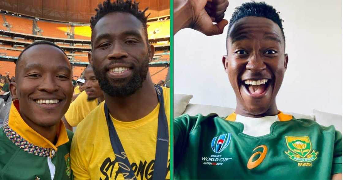 Katlego Maboe shares selfies with the Springboks. Katlego Maboe shares selfies with the Springboks.