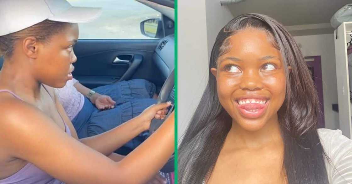 TikTok captured a hilarious moment of a young lady taking her first driver's lesson.