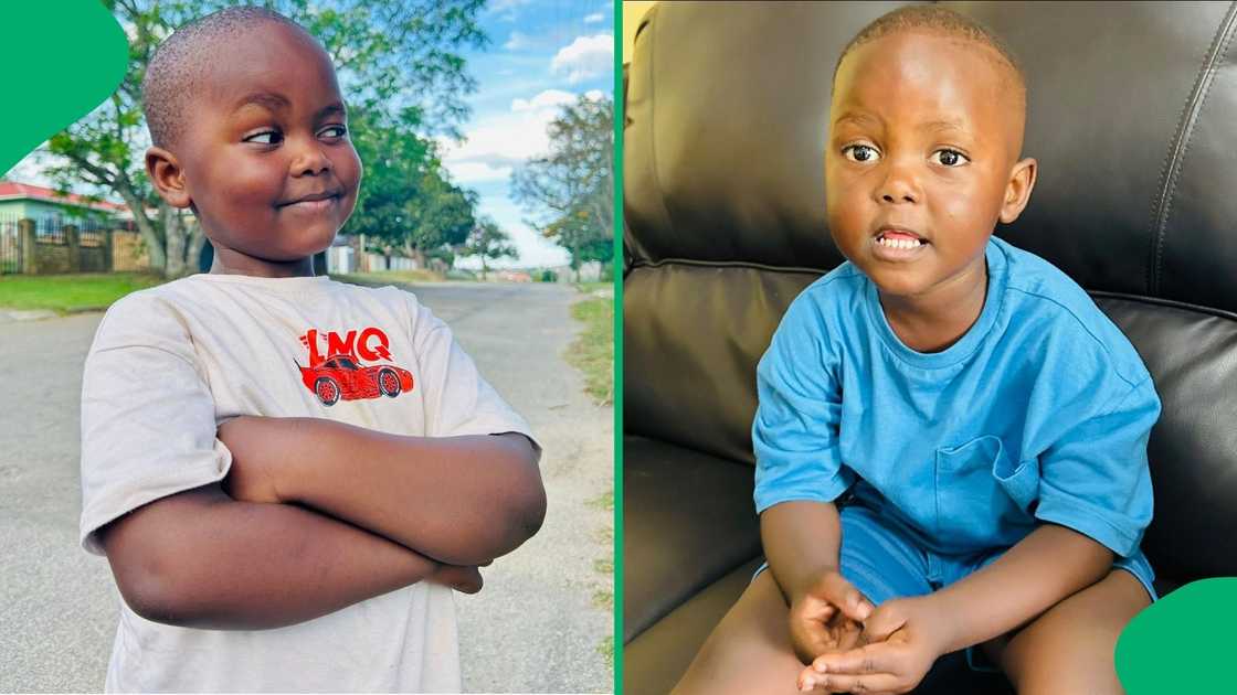 The mother captured the moment her son confidently sang his improved version of the popular Zulu hit song The mother captured the moment her son confidently sang his improved version of the popular Zulu hit song