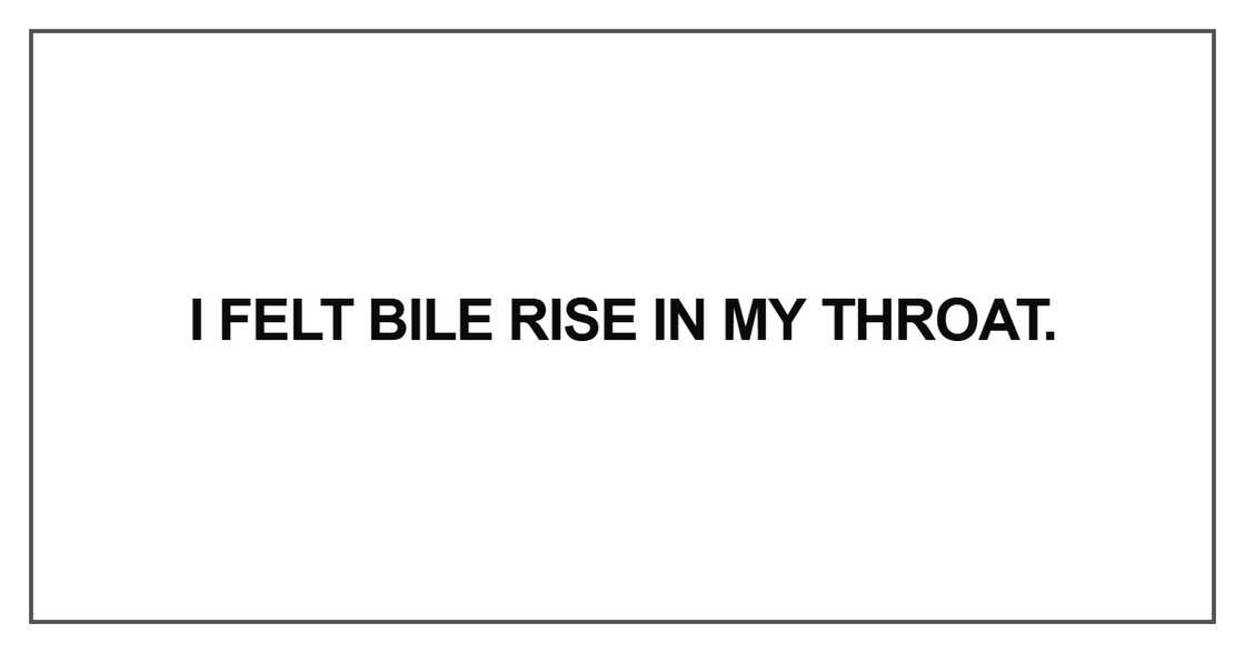 I felt bile rise I felt bile rise