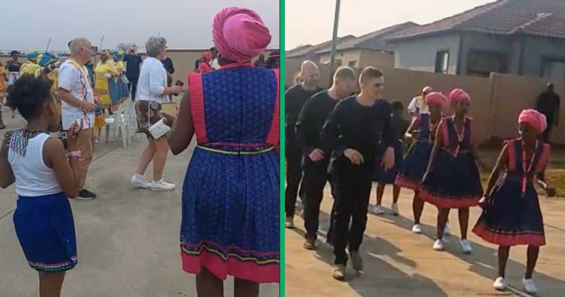 A white family had fun at an Ekurhuleni Tsonga wedding in a TikTok video