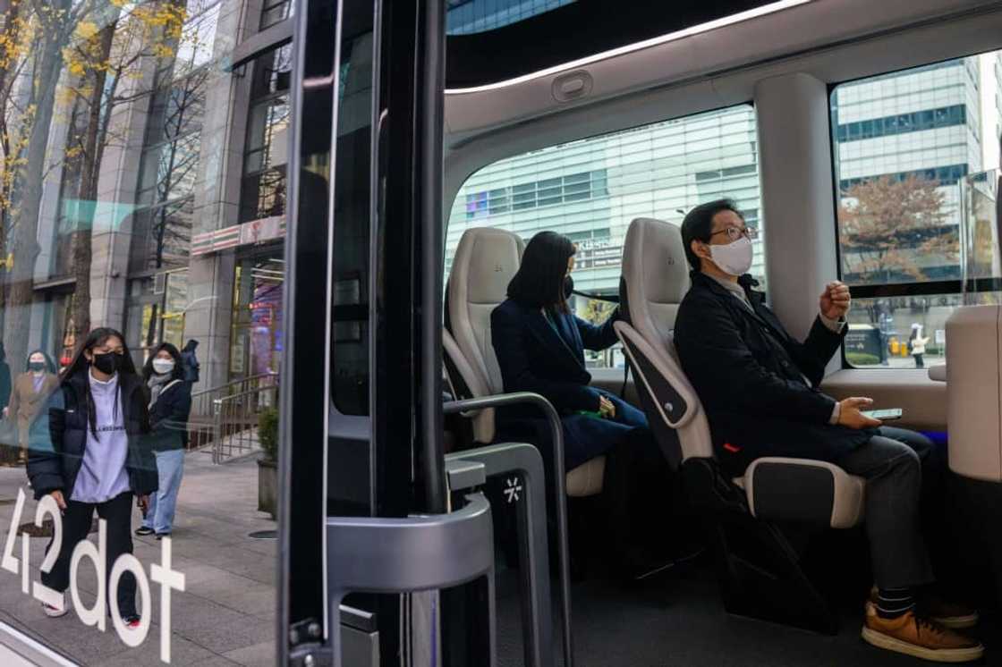 The bus uses cameras and lasers to navigate the way instead of expensive sensors The bus uses cameras and lasers to navigate the way instead of expensive sensors