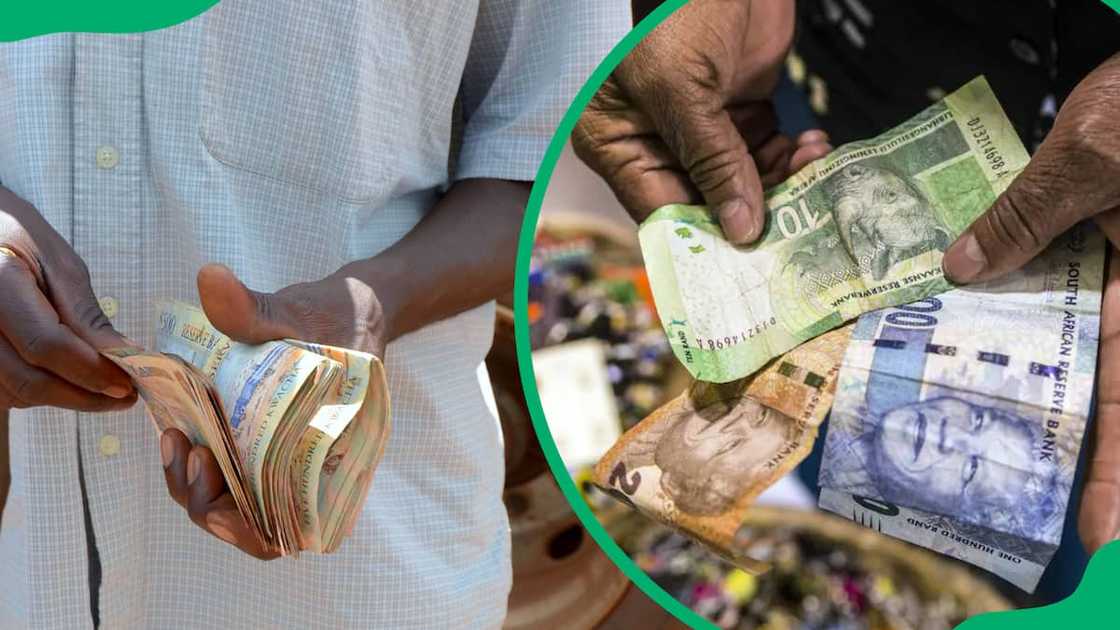 A man counting money A man counting money