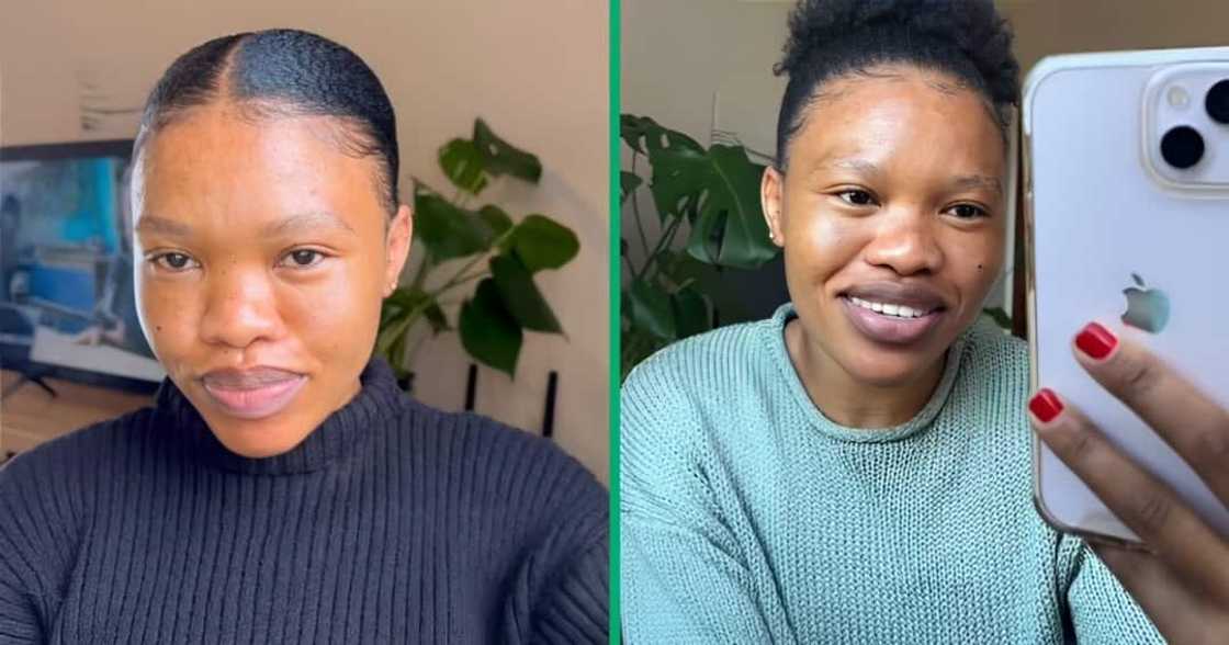 A TikTok video shows a woman braiding her hair. A TikTok video shows a woman braiding her hair.