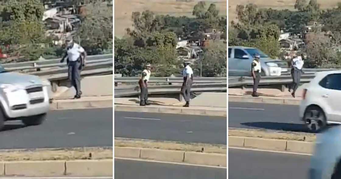 Police officers playing a game Police officers playing a game