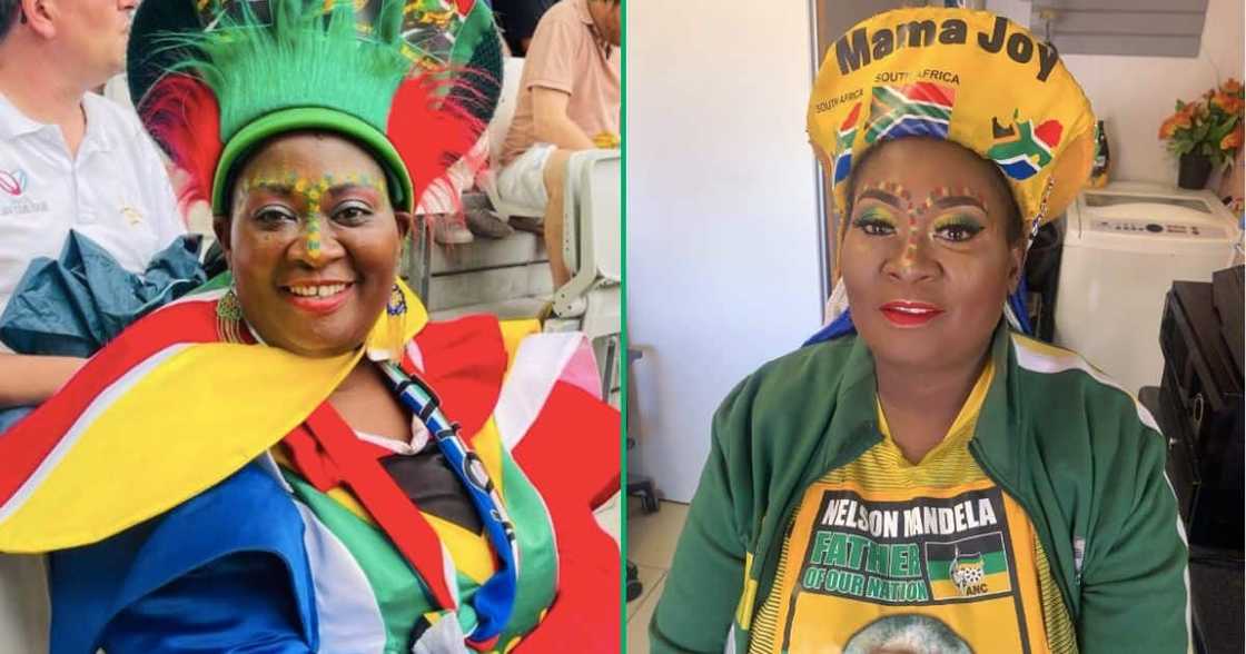 Mama Joy shared a picture with Bafana Bafana's trophy Mama Joy shared a picture with Bafana Bafana's trophy