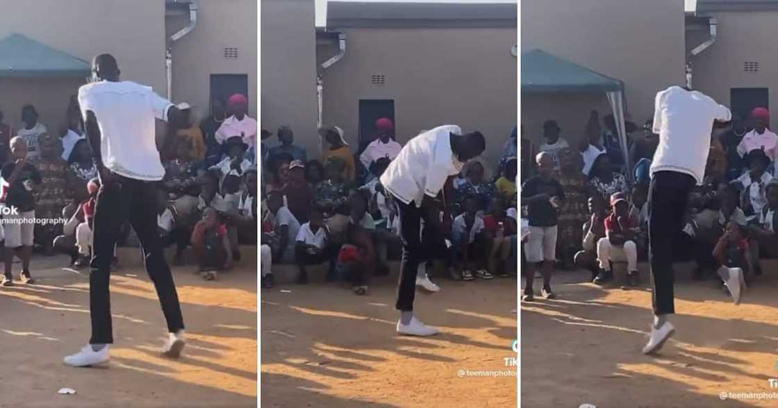 An incredibly tall man busted out some energetic moves on the dance floor.