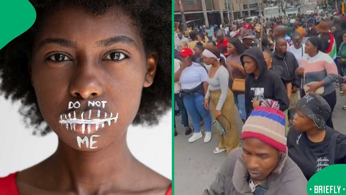 A striking visual captured protestors filling the streets while uniting against gender-based violence