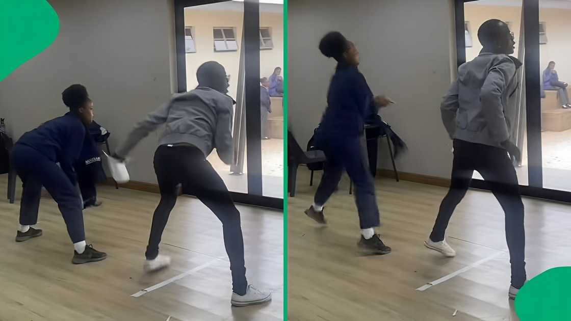 A teacher and pupils broke it down on the dance floor in a TikTok video. A teacher and pupils broke it down on the dance floor in a TikTok video.