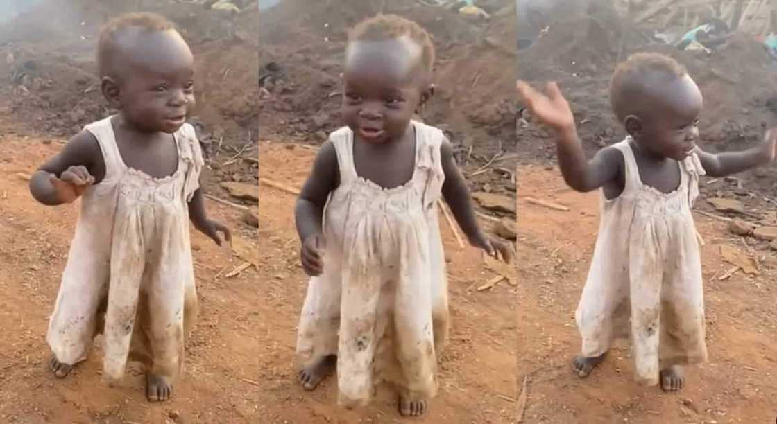 Photos of a little girl waving her hands