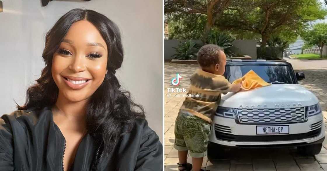 Minnie Dlamini made her 2-year-old son wash his own Range Rover Minnie Dlamini made her 2-year-old son wash his own Range Rover