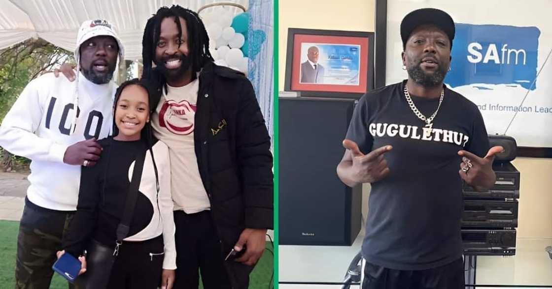 Zola 7 celebrated his 47th birthday party with DJ Sbu and his daughter. Zola 7 celebrated his 47th birthday party with DJ Sbu and his daughter.