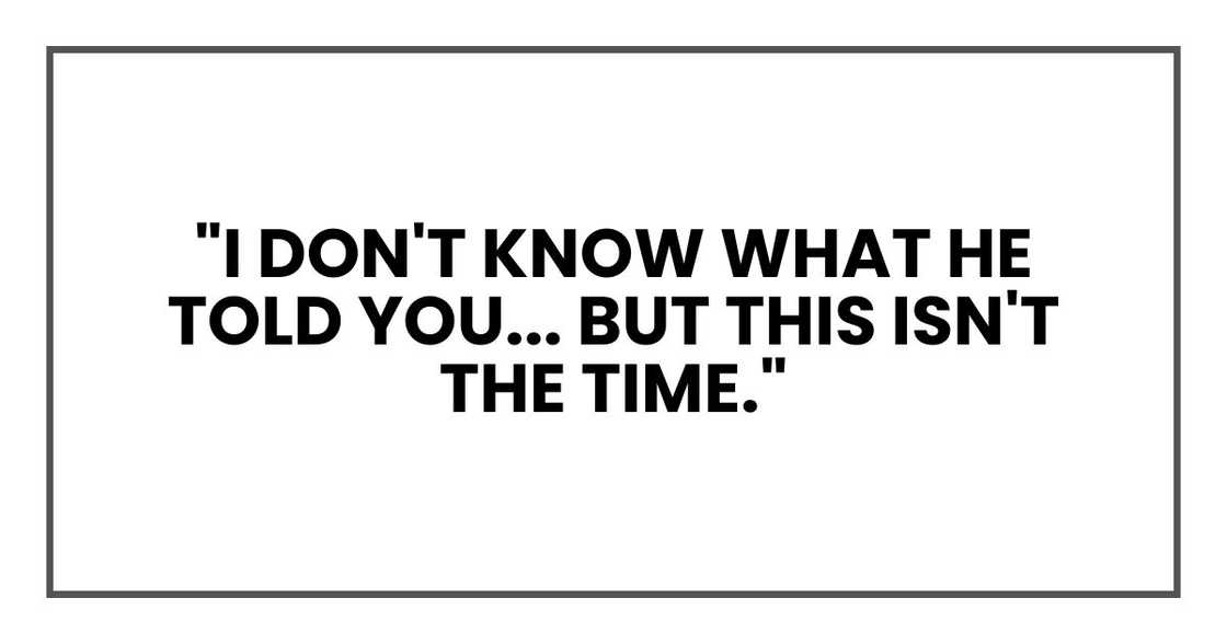 "I don't know what he told you," I said, my voice rising despite myself, "but this isn't the time."