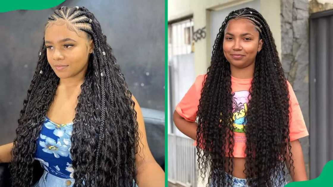 Long, curly Fulani braids