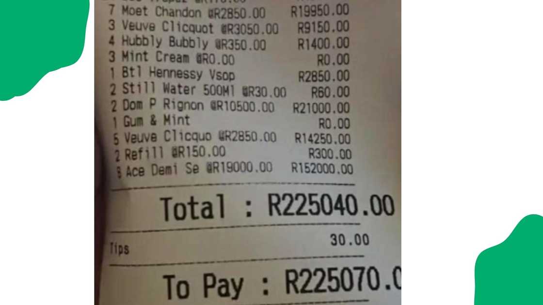 DJ's R225 000 bill trends on social media