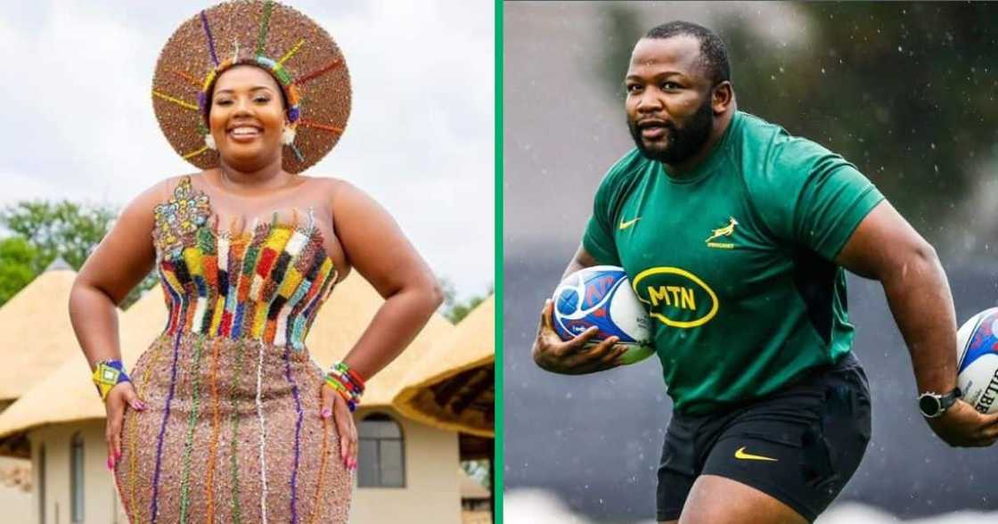 TV personality Laconco and Springboks' scrum Ox Nché met after Springboks returned from France. TV personality Laconco and Springboks' scrum Ox Nché met after Springboks returned from France.