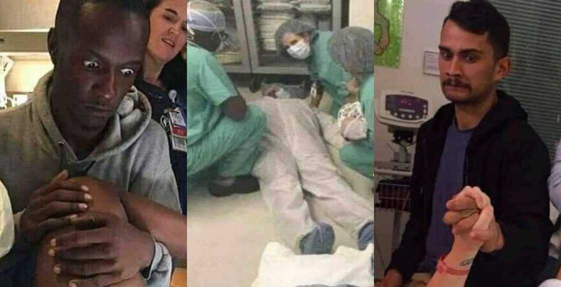 Photos Showing men's Reactions when Their Wives were in Labour heap Reactions Online