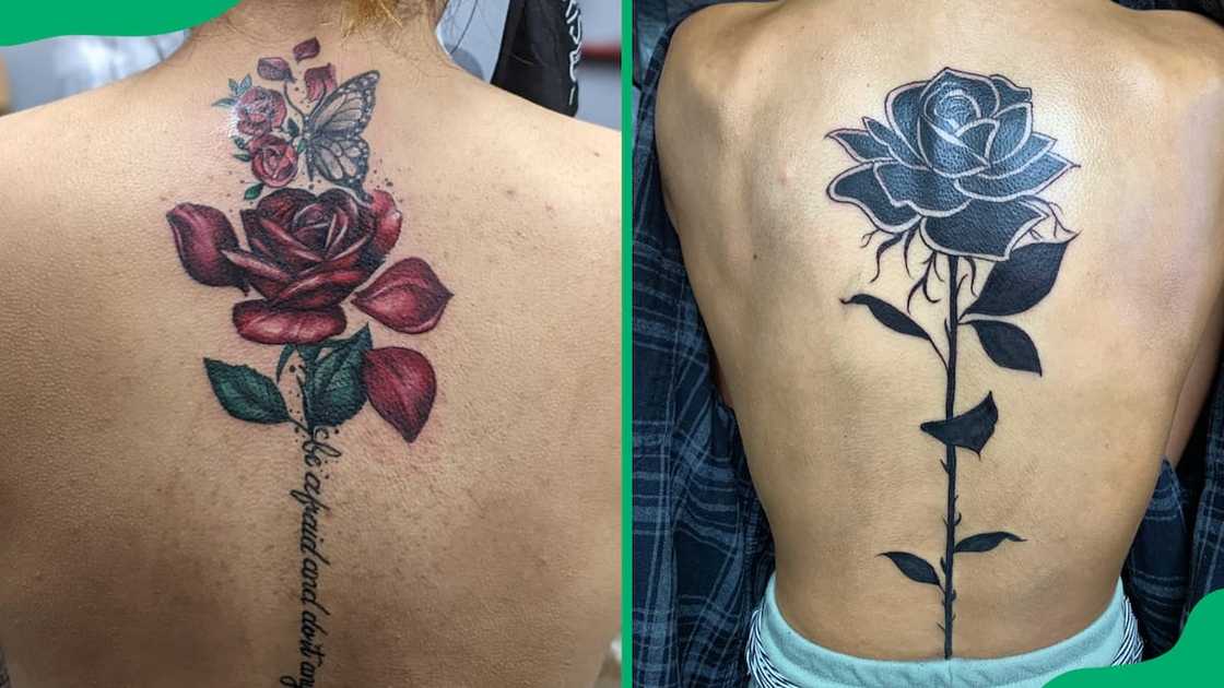 Rose spine tattoo