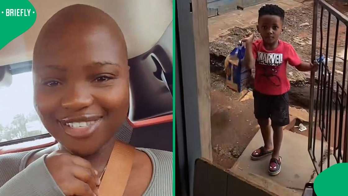 A woman celebrated her son, who bought bread alone for the first time.