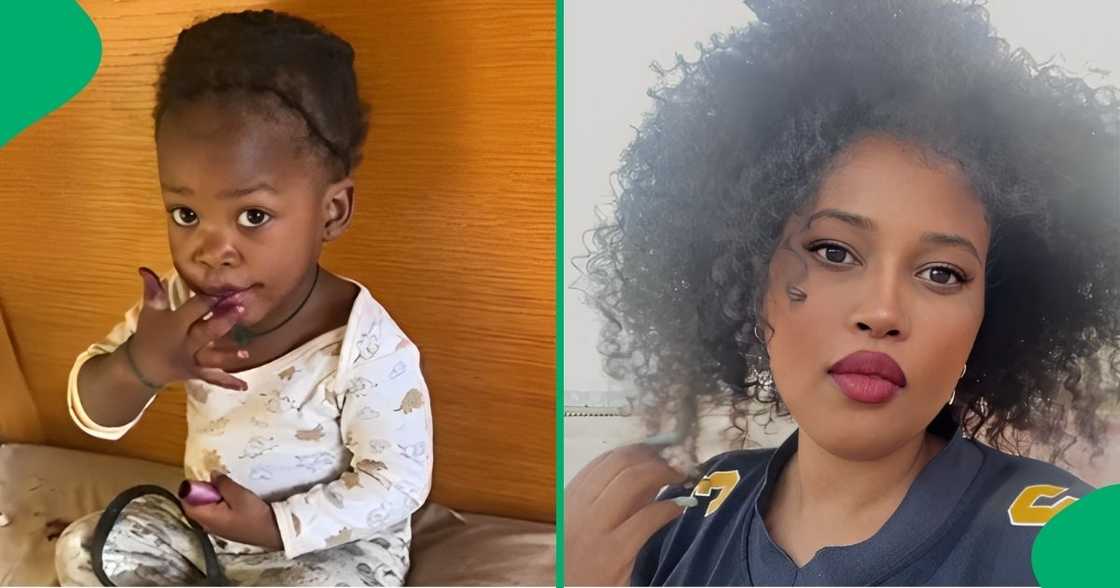 A mother caught her naughty daughter painting the wall with a shoe polish. A mother caught her naughty daughter painting the wall with a shoe polish.