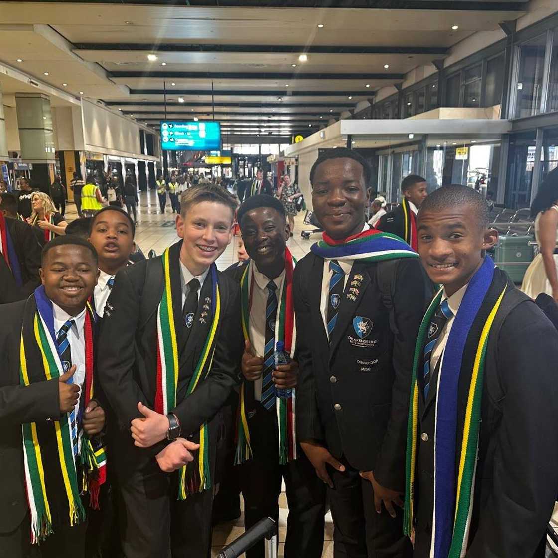 Members of the Drakensberg Boys Choir at OR Tambo International Airport. Members of the Drakensberg Boys Choir at OR Tambo International Airport.