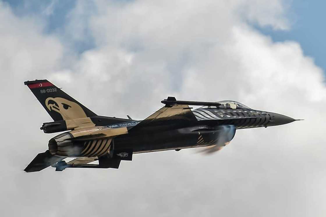 A file photo of a Turkish Air Force F-16. Ankara launched air strikes on Kurdish armed groups in parts of Iraq and Syria following a bombing in Istanbul on November 13 A file photo of a Turkish Air Force F-16. Ankara launched air strikes on Kurdish armed groups in parts of Iraq and Syria following a bombing in Istanbul on November 13