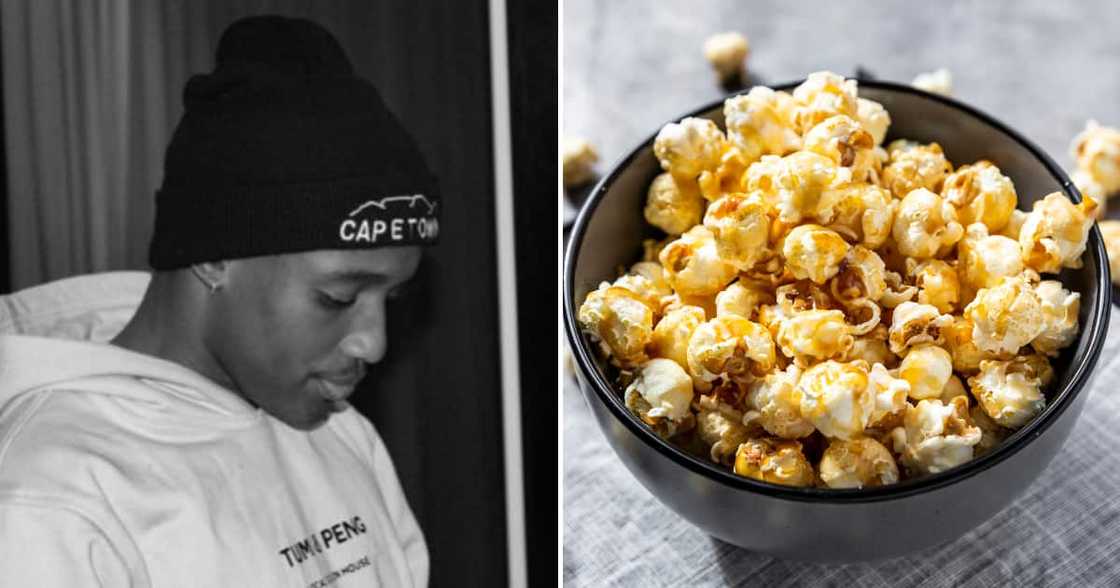 Twitter user @sigwabs hanging his head in shame and caramel popcorn Twitter user @sigwabs hanging his head in shame and caramel popcorn