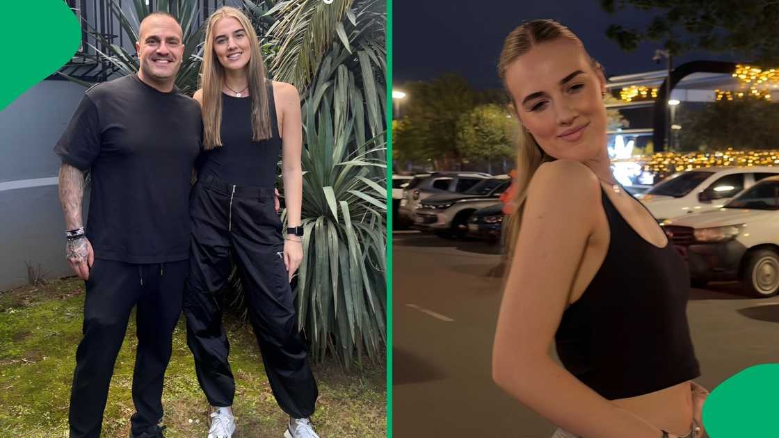 The couple, who share a 27-year age gap, celebrated their engagement with a fist bump and a kiss The couple, who share a 27-year age gap, celebrated their engagement with a fist bump and a kiss