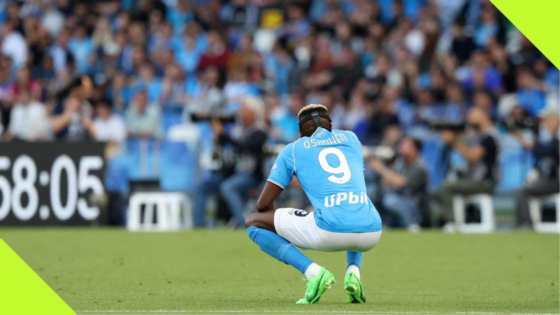 Victor Osimhen in action for Napoli against AS Roma in the Serie A. Victor Osimhen in action for Napoli against AS Roma in the Serie A.