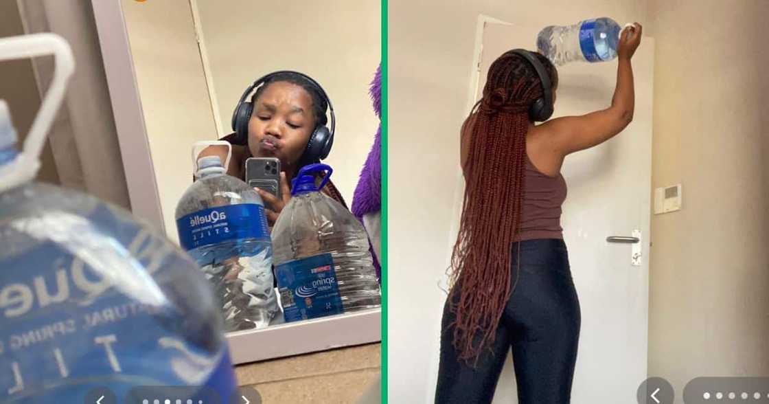 Woman makes her own gym at home. Woman makes her own gym at home.