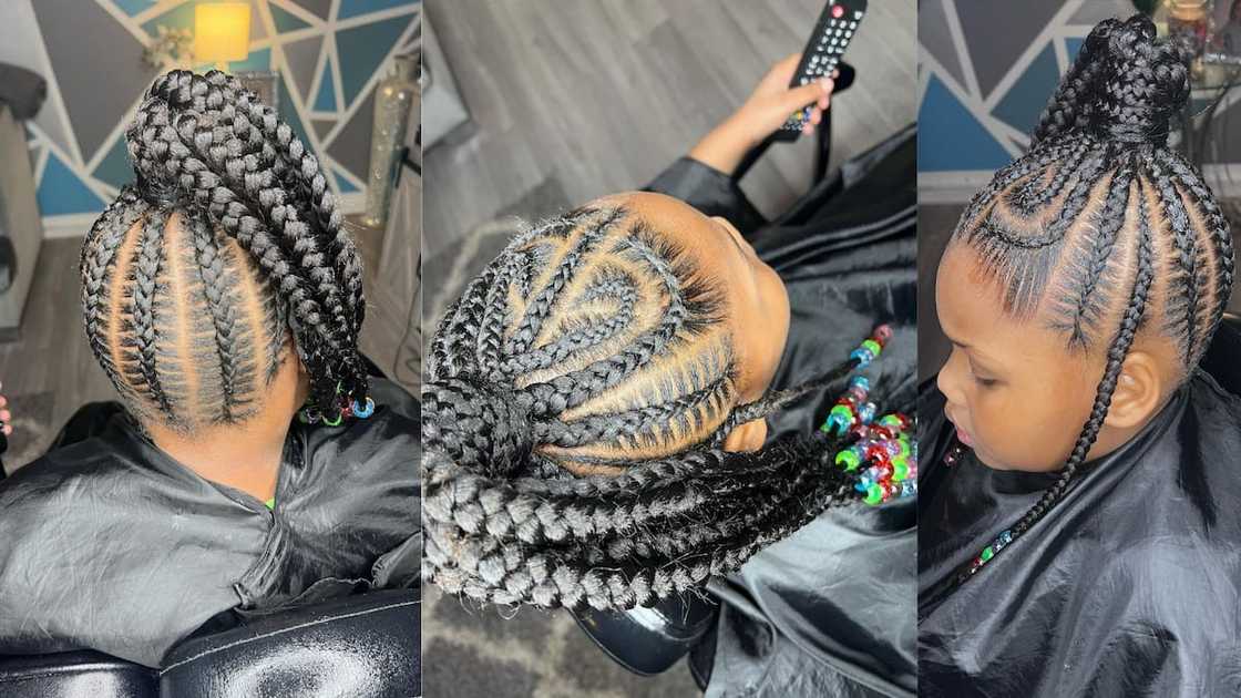 Heart-shaped stitched feed-in ponytail Heart-shaped stitched feed-in ponytail