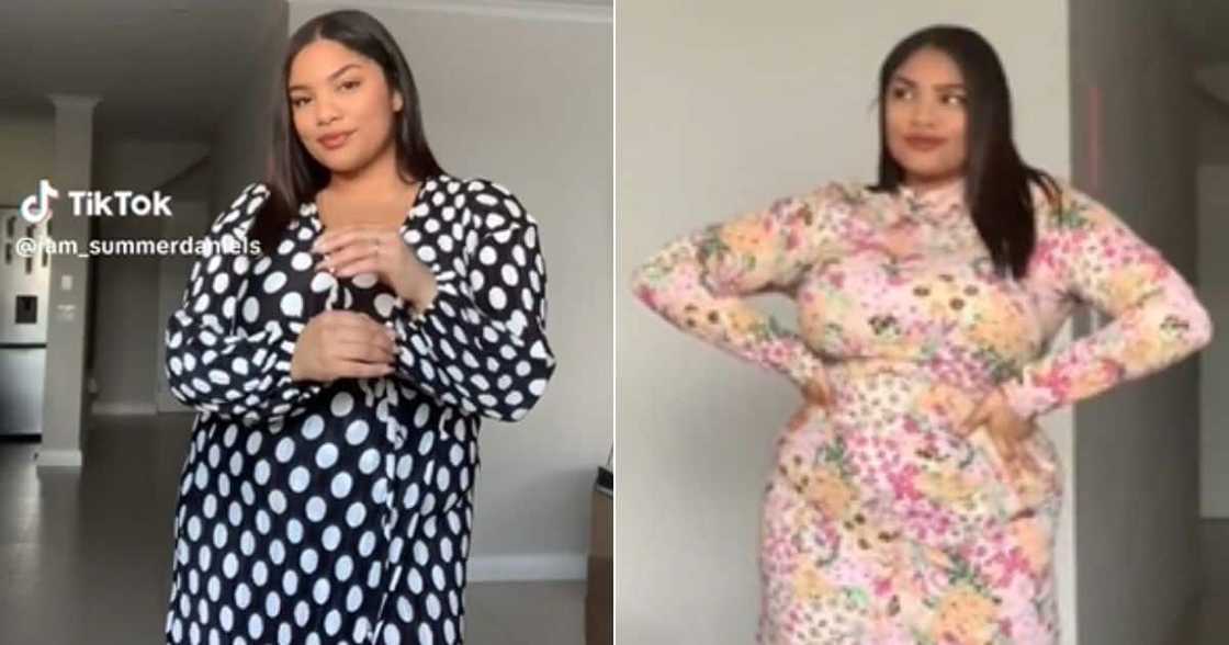 TikTok of woman trying on Mr Price dresses in winter