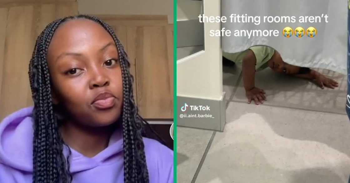 Toddler was caught peeping in the fitting rooms Toddler was caught peeping in the fitting rooms