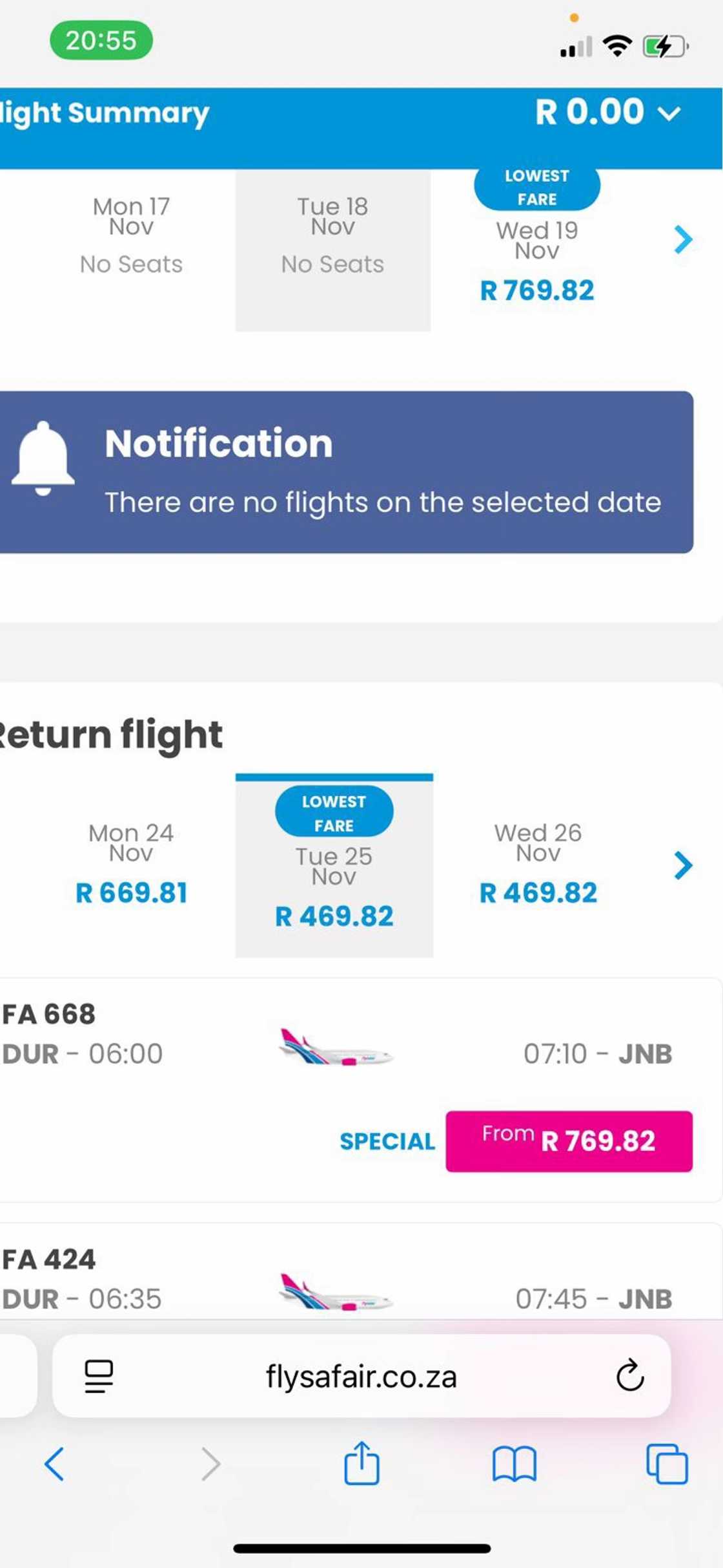 TikTokker proved her flights to Durban were R1000
