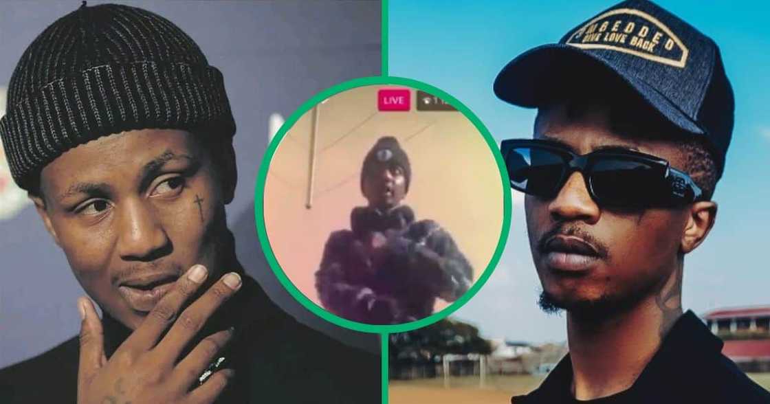 Rapper Emtee goes on Instagram Live looking high, dancing and singing unclear lyrics. Rapper Emtee goes on Instagram Live looking high, dancing and singing unclear lyrics.