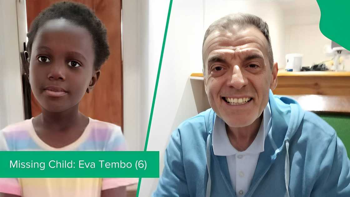 Carlos Rebelo is suspected of kidnapping her and Eva has been seen in Johannesburg and Cape Town. Carlos Rebelo is suspected of kidnapping her and Eva has been seen in Johannesburg and Cape Town.