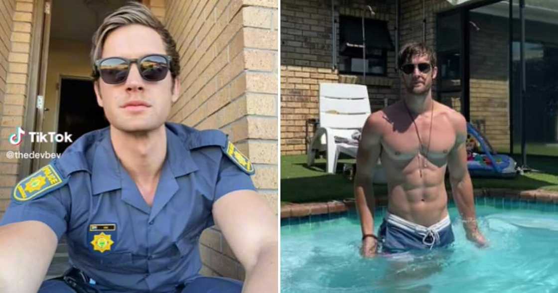 TikTok user @driven_by_dev, the hunky police officer