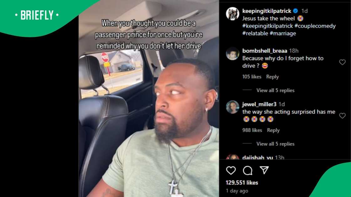 A man shared a clip of his wife driving. A man shared a clip of his wife driving.
