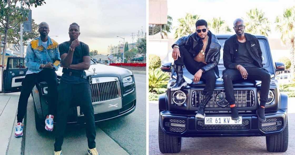 Black Coffee posing with luxury cars