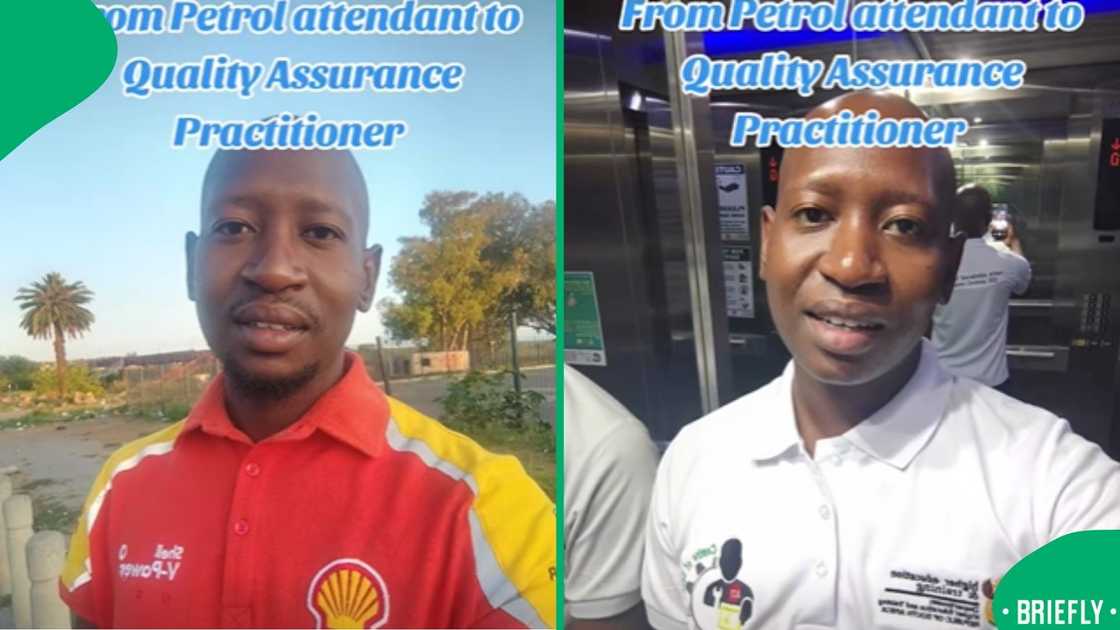 A South African man's glow up from being a petrol attendant to being a quality assurance practitioner gave netizens hope