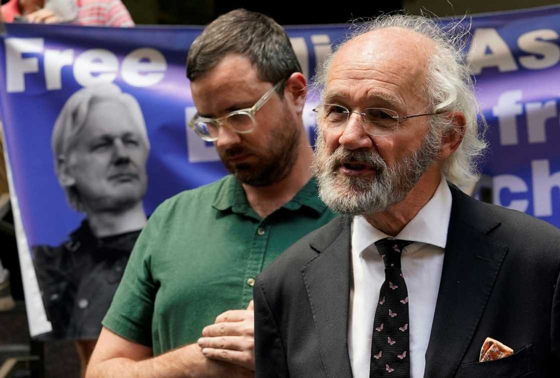 Julian Assange's father John Shipton (R) and brother Gabriel Shipton at a press conference outside the British consulate in New York City on June 17, 2022 Julian Assange's father John Shipton (R) and brother Gabriel Shipton at a press conference outside the British consulate in New York City on June 17, 2022