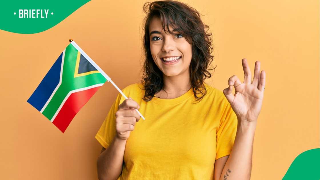 A proud woman waved South African woman A proud woman waved South African woman